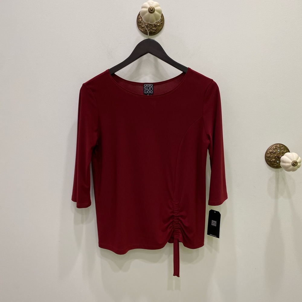 Clara Sunwoo pull tie top in merlot